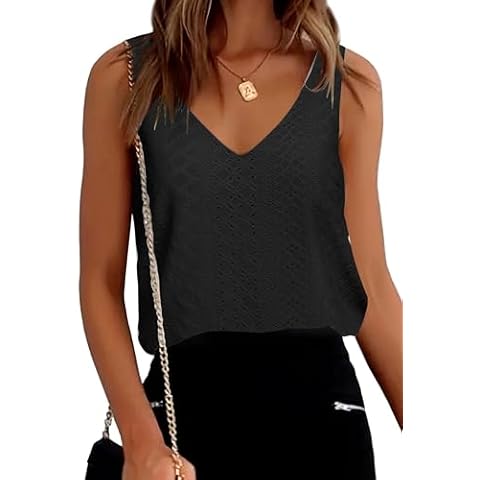 Oyamiki Casual Black Vest Top for Women Cover