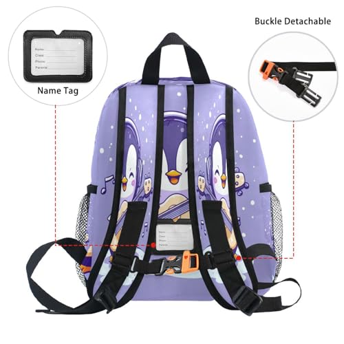 Sinestour Penguin Guitar Purple Toddler Backpack Kindergarten PreSchool for Boys Girls Toddler Schoolbag4
