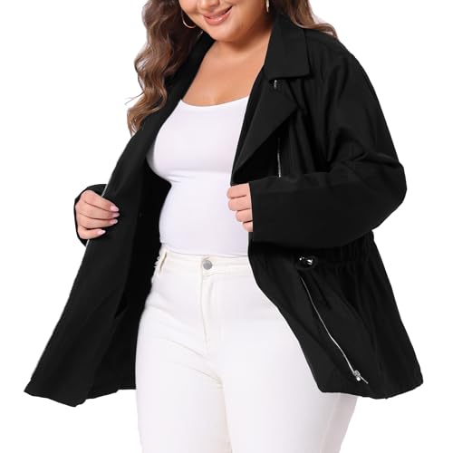 Agnes Orinda Plus Size Anorak Jackets for Women Drawstring Waist Trench Coat Utility Jacket with Pockets2