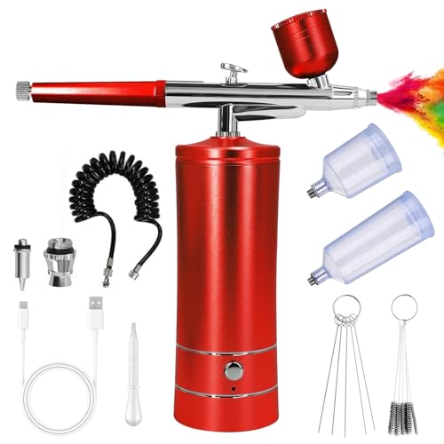 GOEDCH Set Aerografo con Compressore: Aerografo Multifunzione Portatile a Mano, Aerografo Ricaricabile per Design delle Unghie, Decorazione di Torte, Trucco, Modellazione Tatuaggi, Colorazione Modelli