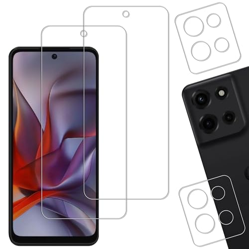 HKKAIS Pacote com 2 + 2 películas de vidro temperado para Moto G Stylus 5G 2025, pacote com 2 protetores de lente de câmera, pacote com 2