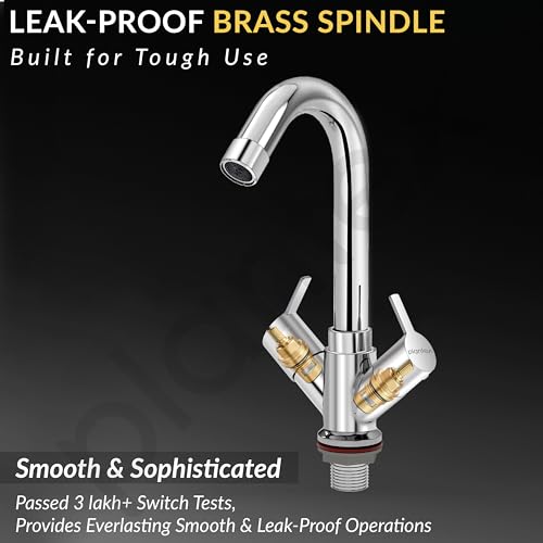 Image of Plantex Mixer Tap for Bathroom with Brass Spindle /Hot & Cold Basin Mixer /Wash Basin Tap /Bathroom Accessories - Pack of 1 (Rio, Chrome)