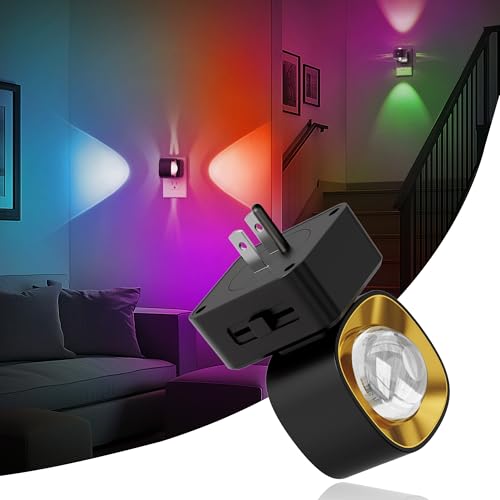 Image of JandCase Night Lights Plug into Wall,10-Colored Changing Night Light for Kids,180 Rotatable Plug RGB LED Nightlight with Dusk to Dawn Sensor for Halloween Decoration, Children Room,Party