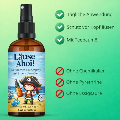Läuseshampoo - Repellent gegen Läuse mit 100% natürlichem Teebaumöl | Ohne Pyrethrine und Permethrin | Wirksame Läusebehandlung für Kinder | Angenehmer Duft | Entwirrende Haarpflege für Mädchen