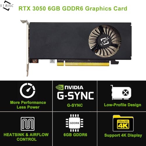 Image of 51RISC GeForce RTX 3050 LP Graphics Card, Low Profile 6GB GDDR6 Small Form Factor Video Card for Gaming 8K Display Desktop /Mini PC SFF Video Card (RTX 3050 6GB- Low Profile)