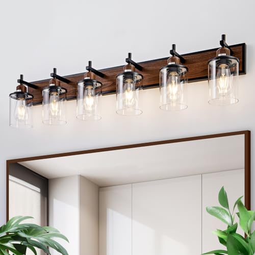 Lanhall 6-Light Farmhouse Bathroom Light Fixtures Vintage Bathroom Vanity Lights