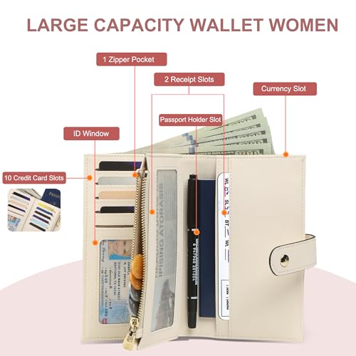 Image of yiijay Womens Wallet RFID Blocking Vegan Leather Trifold Clutch Credit Card Holder Ladies Travel Wallet Purse with Pen Holder, 2Fruit, Medium, Rfid Wallet
