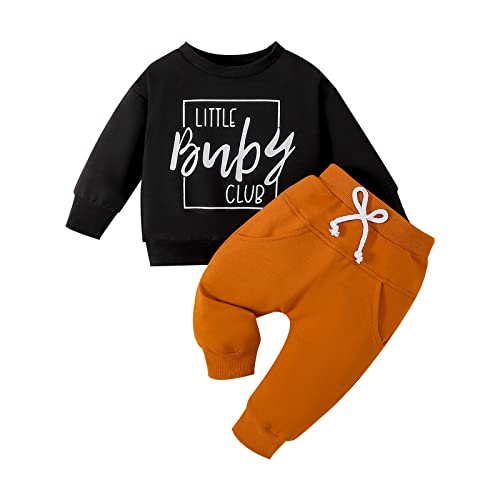 Baby Boys Fall 2 Piece Outfit Long Sleeve Graphic Trendy Pullover Sweatshirts Sweatpants Kids Baggy Kids Clothes Set