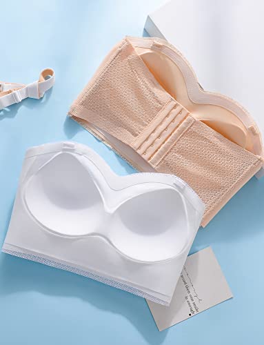 Front Closure Strapless Bras Push Up Bandeau Bra Big Busted Minimizer For Wedding Dress 3Xl White #TOP4