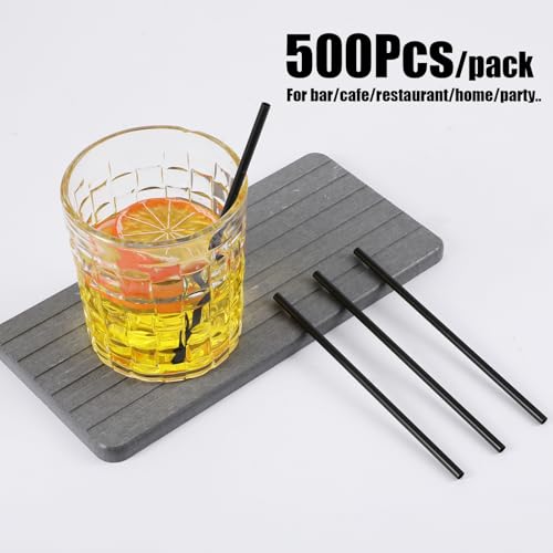 500 pitillos negros de plástico de 13 cm desechables miniatura 3