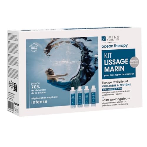 Urban Keratin - Mini-Set Ocean Therapy – Glättung und Pflege – 4 x 100 ml Flüssigkeit, Neutraler Duft, Glattes Haar