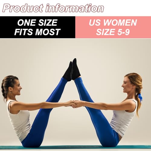 Image of Jspupifip 6 Pairs Grips Pilates Socks for Women Non Slip Yoga Socks with Grips Ankle Grippy Socks for Barre Ballet Athletic Barefoot Hospital