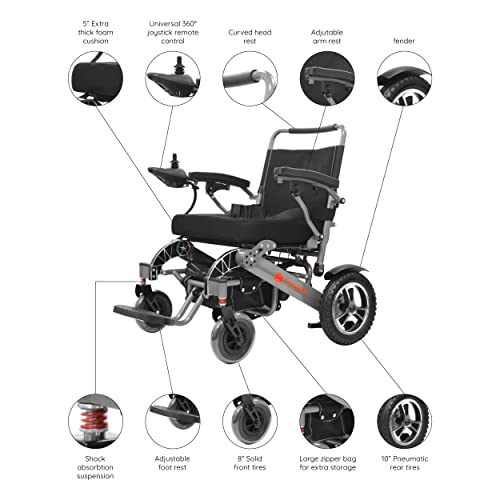2022 United Mobility 22" Wide Seat Mammoth Ex With Remote Control Ultra Lightweight Electric Power Wheelchair, Silla De Ruedas Electrica, Air Travel Allowed, Heavy Duty, Mobility Motorized, Portable #TOP4