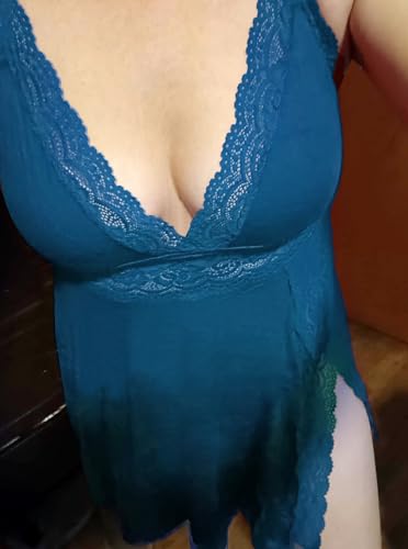 Sexy Night Gowns for Woman Sexy Sleepwear Lace Chemise V-Neck Babydoll Lingerie Slip Nightie with Side Slits2