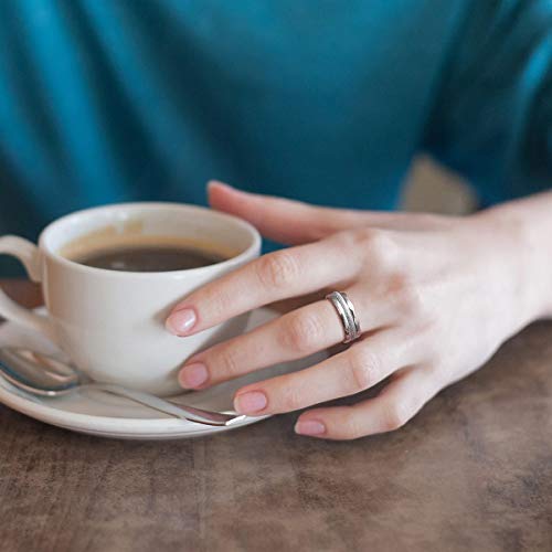 2MM Stainless Steel rings Women’s Stackable Eternity Ring Band Engagement Wedding Ring Set Silver/Rose gold Tone 3 PCS2