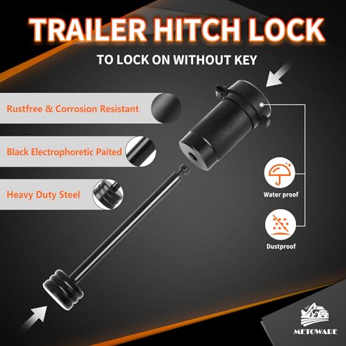 Image of METOWARE Trailer Tongue Coupler Lock 1 /4 inch Dia, 3-1 /2 inch Span, Trailer Hitch Lock for Latch-Type Coupler, Black Trailer Pin Lock for Towing Trailer RV Car Boat Truck (2 Pack Keyd Alike)