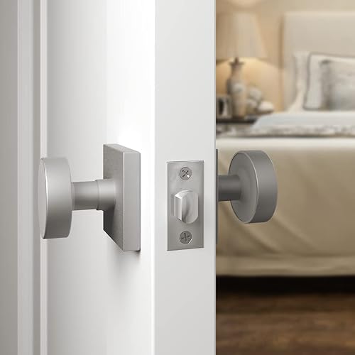 Villar Home Designs Easy To Install Passage Door Handles Knobs Locks For Right And Left Handed Doors For Closet, Hall, Bedroom Black And Satin Nickel (Satin Nickel, 2 Pack) #TOP1