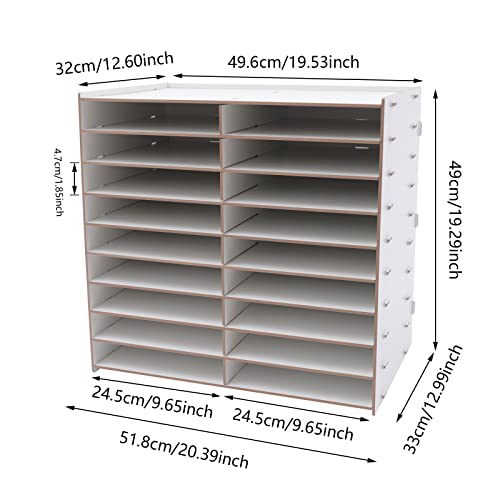 HAPPCUCOE 18 Compartments Wood Literature Organizer, Adjustable Shelves, File Sorter A4 Paper Holder Paper Organizer Storage for Files, Documents, Papers, Magazines