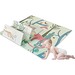 PUCHIKA Baby speelmat, kruipmat, XPE-materiaal, dubbelzijdig, opvouwbaar, vloermat voor baby’s, waterdicht, vrij van…
