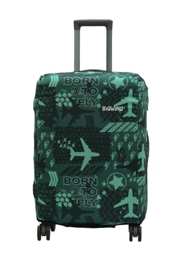 Image of BIGWING Protective Luggage Cover in Polyester Fabric with Born to Fly Print for | 20 inch Small Size 55 cm | Hard Luggage (Fiber) Trolley Bag Cover