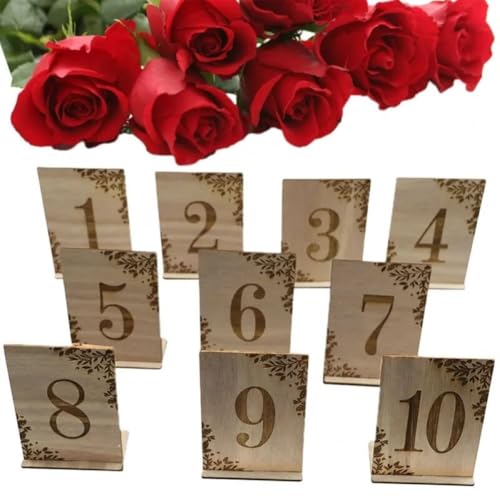 Números de mesa de madera grabados para decoración de eventos elegantes 5