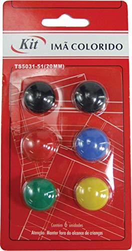 Kit TS 5031-51 Ímã Colorido, Multicor, 20 mm, 6 unidades