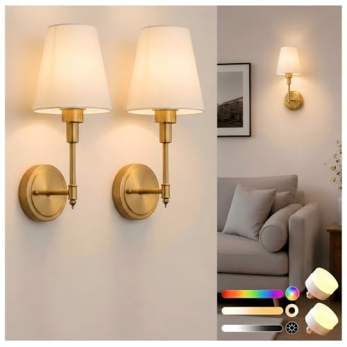 Image of Battery Operated Wall Sconce: Set of 2 Wireless Wall Light 12000mAh