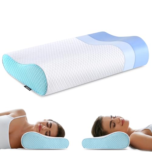 Memory Foam Pillows Neck Pillow Bed Pillow for Sleeping Ergonomic Cervical Contour Pillow for Side Back Stomach Sleeper for Neck and Shoulder Pain