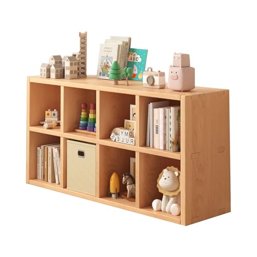 yurstcggh カラーボックス 低い本棚 マルチユースラック収納 木製の本棚 ブックシェルフ 絵本ラック 多機能 ウッド ナチュラル ブックスタンド り付け簡単 ほぞ組み 耐久性 大容量 多用途 天然木