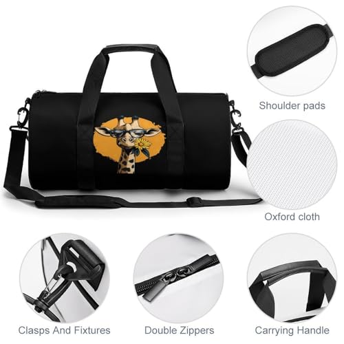 Giraffe Printed Sports Gym Bag Travel Duffel Workout Bag with Adjustable Strap4