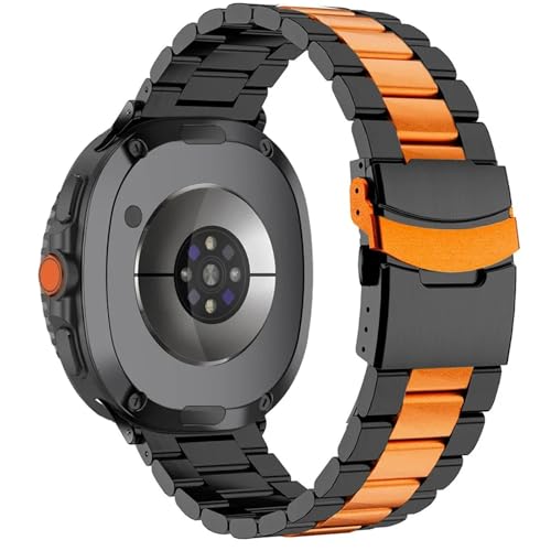 [�����ȓX] �ɓK��Samsung Galaxy Watch 8 44mm 40mm �Ή��X�e�����X�X�`�[���X�g���b�v Correa Galaxy Watch 8 Classic 46mm ���^���X�g���b�v(Black orange)