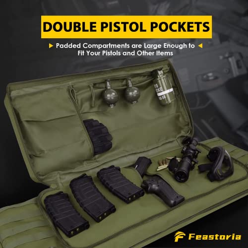 Feastoria Double Long Soft Rifle Case,【American Eagle Series】 Durable Tactical Carbine Rifle Bag & Multi-Function Gun Bag, Perfect For Rifle And Pistol Storage Or Transportation (Green, 36Inch) #TOP3