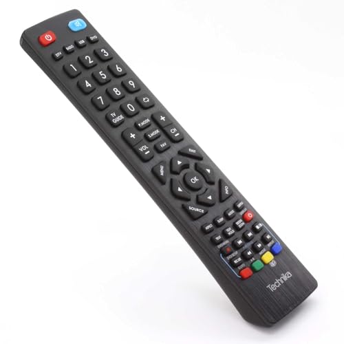 Original TEF/RMC/0001 TV Remote Control Compatible with Technika 22E21B 22E21W-FH-DVD 24E21B 24F22B 24F22P-HDR-DVD 24F22W-HDR 32F22B 32G22B 32G23B-HD 40F21B-FHD-DVD 40F22B Full HD LEDs