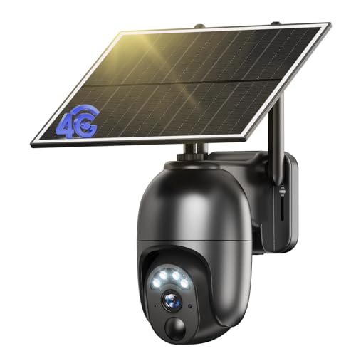 NUASI 4G LTE Überwachungskamera Aussen Solar mit SIM Karte, 2K HD PTZ Kabellos Kamera Ohne WLAN Outdoor Akku, 355°/100° Schwenkbar, Farb-Nachtsicht, 2-Wege-Audio, PIR Erkennung, IP66 Wasserdicht