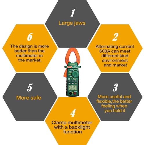 Image of Auto Ranging Digital Multimeter & Clamp Meter with Storage Bag Battery Alligator Clips Test Leads for AC /DC Voltage /Current Voltage Alert Amp Ohm /Volt (38B Clamp Meter+18B Multi Meter Orange)