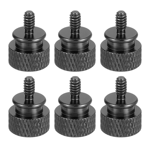 Image of sourcing map 6Pcs #6-32 UNC Aluminum Thumb Screws, 12x16mm(ODxH) Computer Case Thumb Screws for PC Side Panel Motherboard Mounting Screw, Black