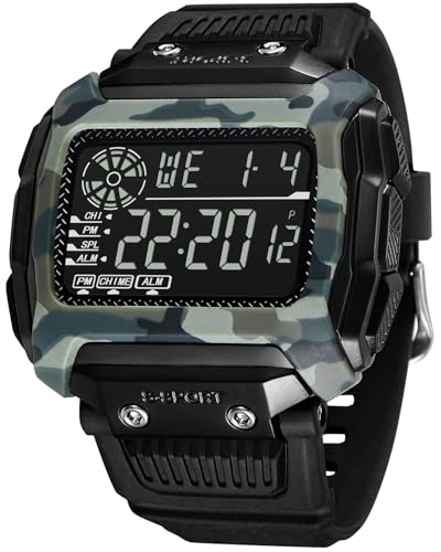 CIVO Reloj Digital Hombre Deportivo Militar 50M Impermeable Silicona Correas Negro Relogio Homem Cronógrafo Fecha Clásico Led Reloj Pulsera Caballer