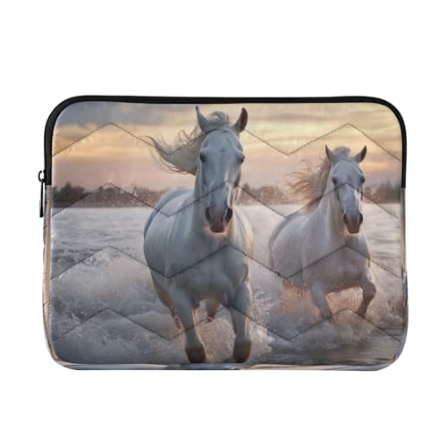 Funda para notebook 13-14 pulgadas con diseño de caballos blancos miniatura 1