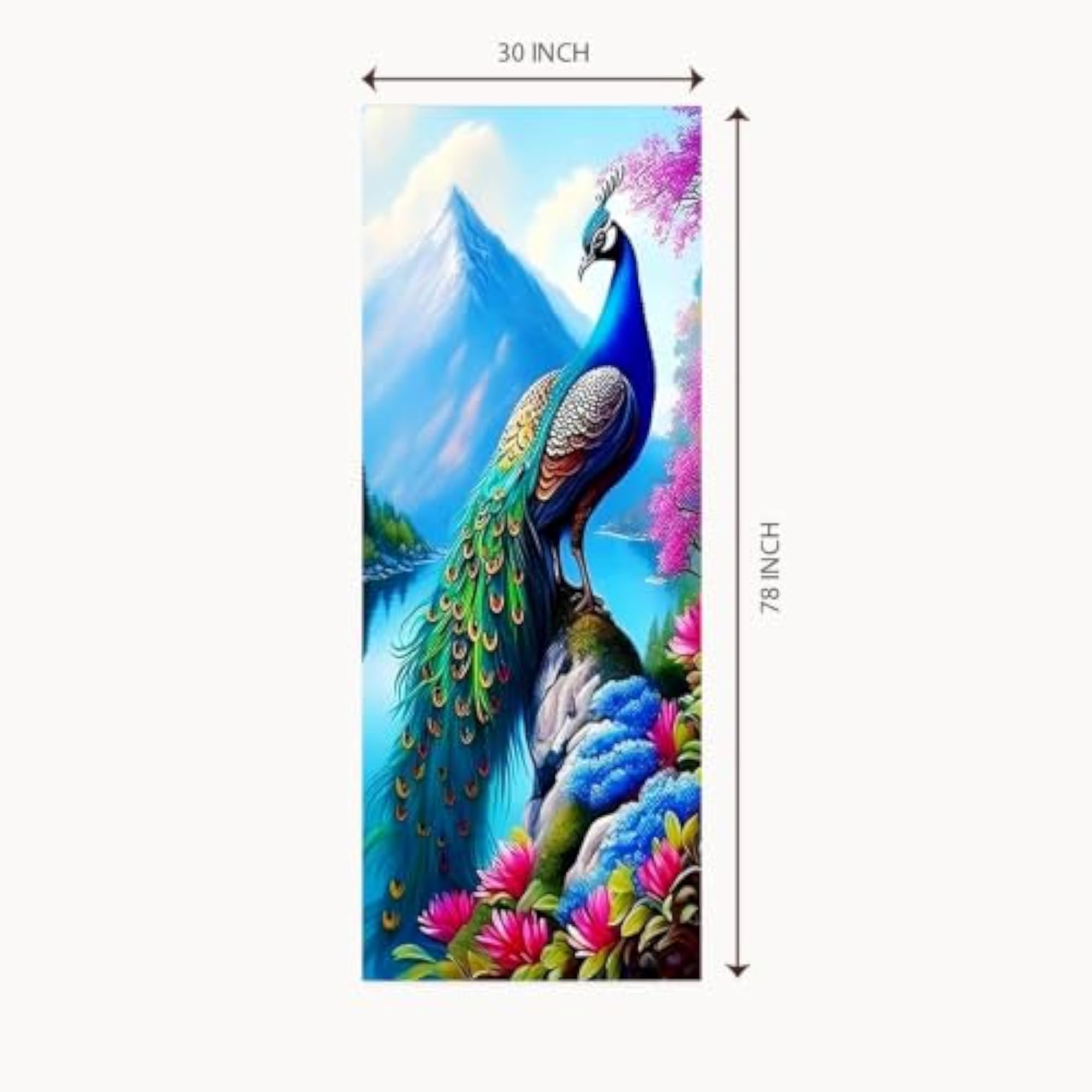 Peacock Door Mural Sticker, Colourful Nature Scenery