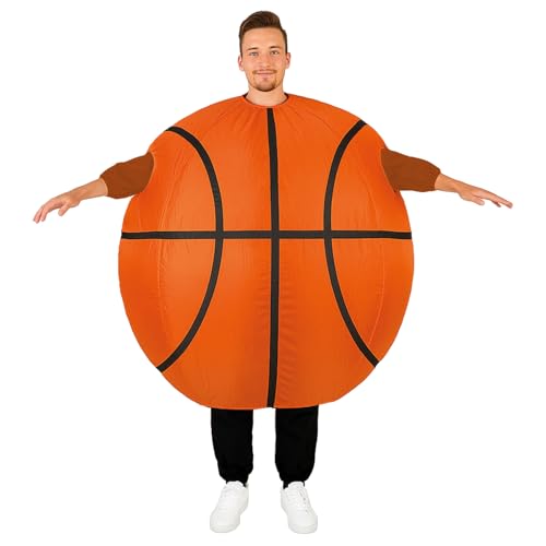 AirSuit® Déguisement Gonflable Ballon de Basket pour Adulte | Costume Basketball 110 x 130 x 106 cm | 100% Polyester | Léger et Résistant | Système de Gonflage Inclus | OriginalCorner®