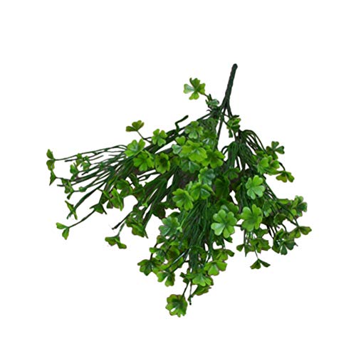 Luozzy 3 Pcs Simulated Green Plants Decor Artificial Four Leaf Clover Fake Plant Lifelike Fake Greenery Foliage For St. Patrick's Day Summer Garden Home Farmhouse Office Decor #TOP9