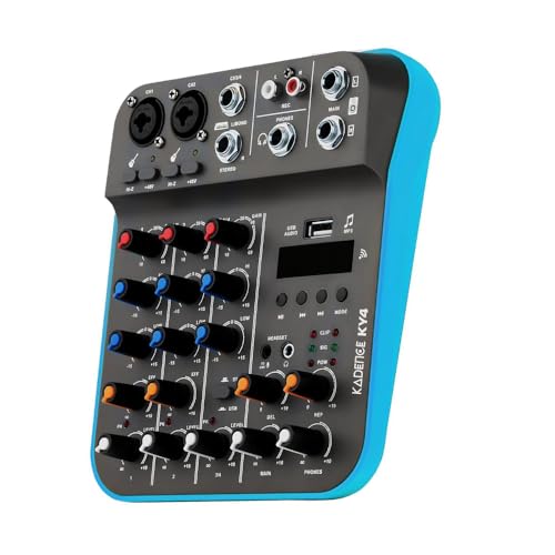 Image of KADENCE KY4 Audio Mixer 4-Channel- Compact Audio Mixing Console with Bluetooth, USB Sound Card, 48V Phantom Power, MP3, Recording, Podcast, Karaoke, DJ, Streaming & Live Performance (KY4)