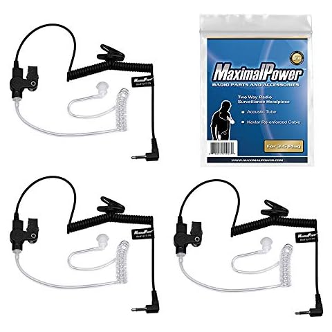 MaximalPower RHF 617-1N 3.5mm Receiver/Listen ONLY Surveillance Headset Earpiece with Clear Acoustic Coil Tube Earbud Audio Kit for Two-Way Radios, Transceivers and Radio Speaker Mics Jacks (3 Pack) Cover