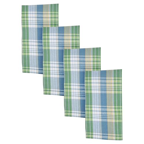 Set de 4 servilletas de tela cuadro azul miniatura 1