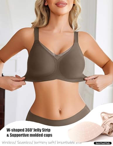 Image of Avidlove Womens Seamless Bras V Mesh Comfort Bralette Everyday T-Shirt Bra | wireless comfort with jelly lift; soft breathable; seamless back smooth; widded straps and side wings; full coverage