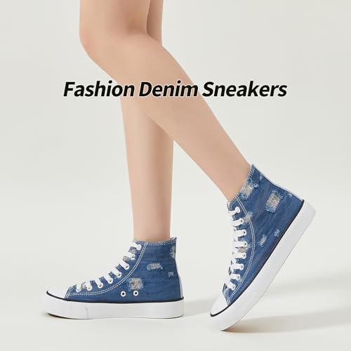Womens High Top Sneakers,Black Canvas Tennis Shoes for Womens Fashion Lace Up Casual Shoes,Classic High Tops Walking Comfort Sneakers for Women2