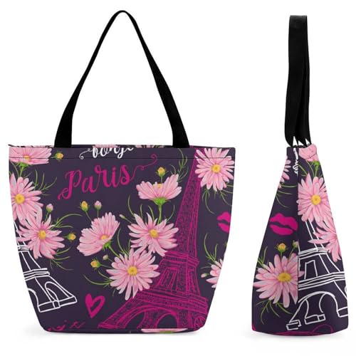 Sac à bandoulière tour fleur femme grand sac de voyage et shopping fonctionnel
