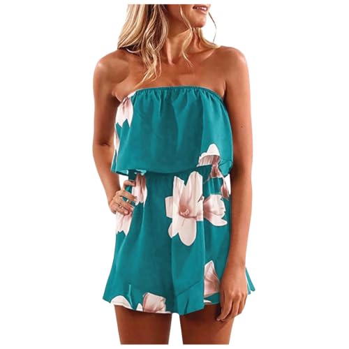 Mono corto para mujer tipo enterizo bandeau con prácticos bolsillos laterales