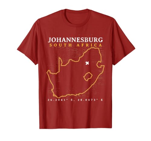 South Africa Johannesburg T-Shirt, Men, Cranberry Red, Medium