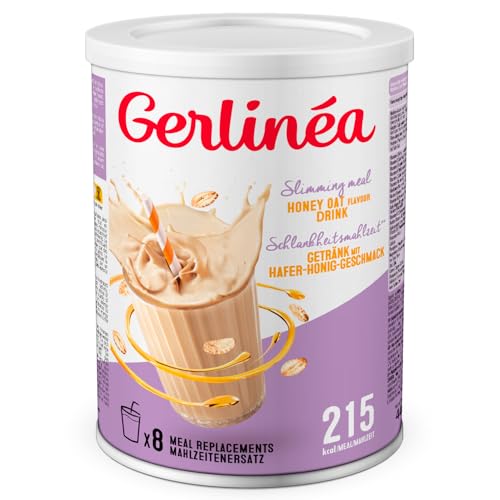 GERLINÉA – Schlankheitsgetränk Hafer Honig – Proteinreicher Mahlzeitenersatz – 13 Vitamine & 10 Mineralstoffe – Geringer Gehalt an gesättigten Fettsäuren – 8 Mahlzeiten Einfach zuzubereiten, 424 g